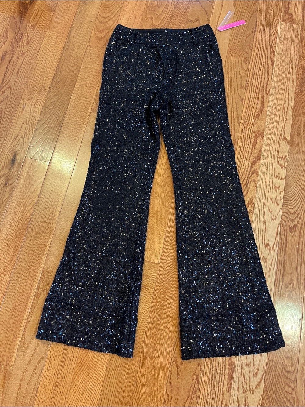 Alice + Olivia Black Sequin Flare Jeans